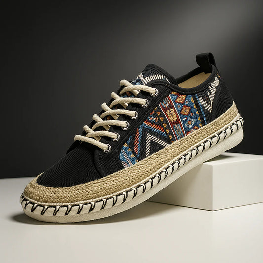 Men’s Patterned Canvas Espadrille-Style Casual Trainers