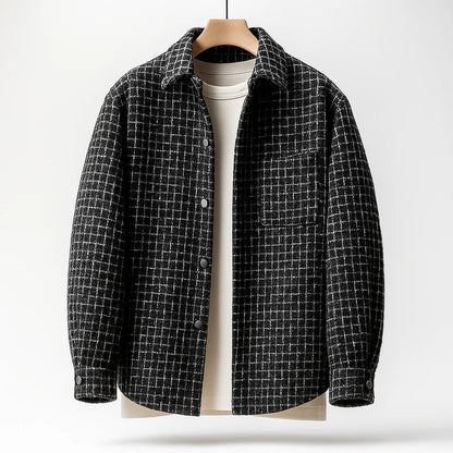 Men's Houndstooth Cotton Tweed Winter Shacket