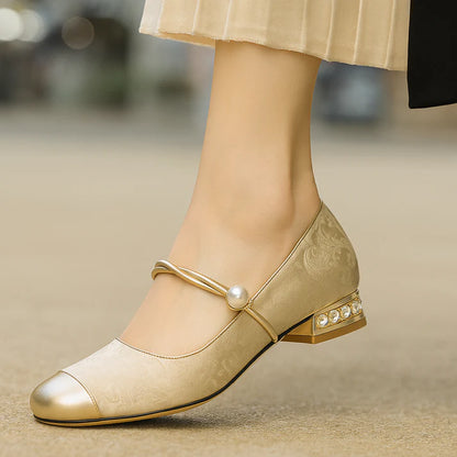 Women’s Elegant Pearl Accent Flats