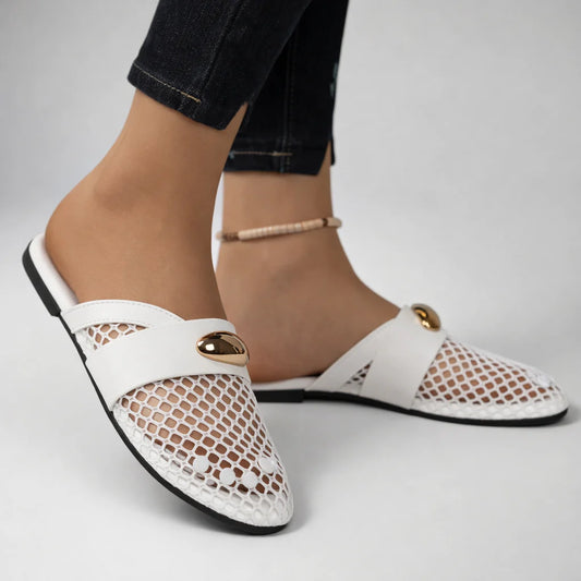 Women's Comfortable Leather-Look Mule Shoes