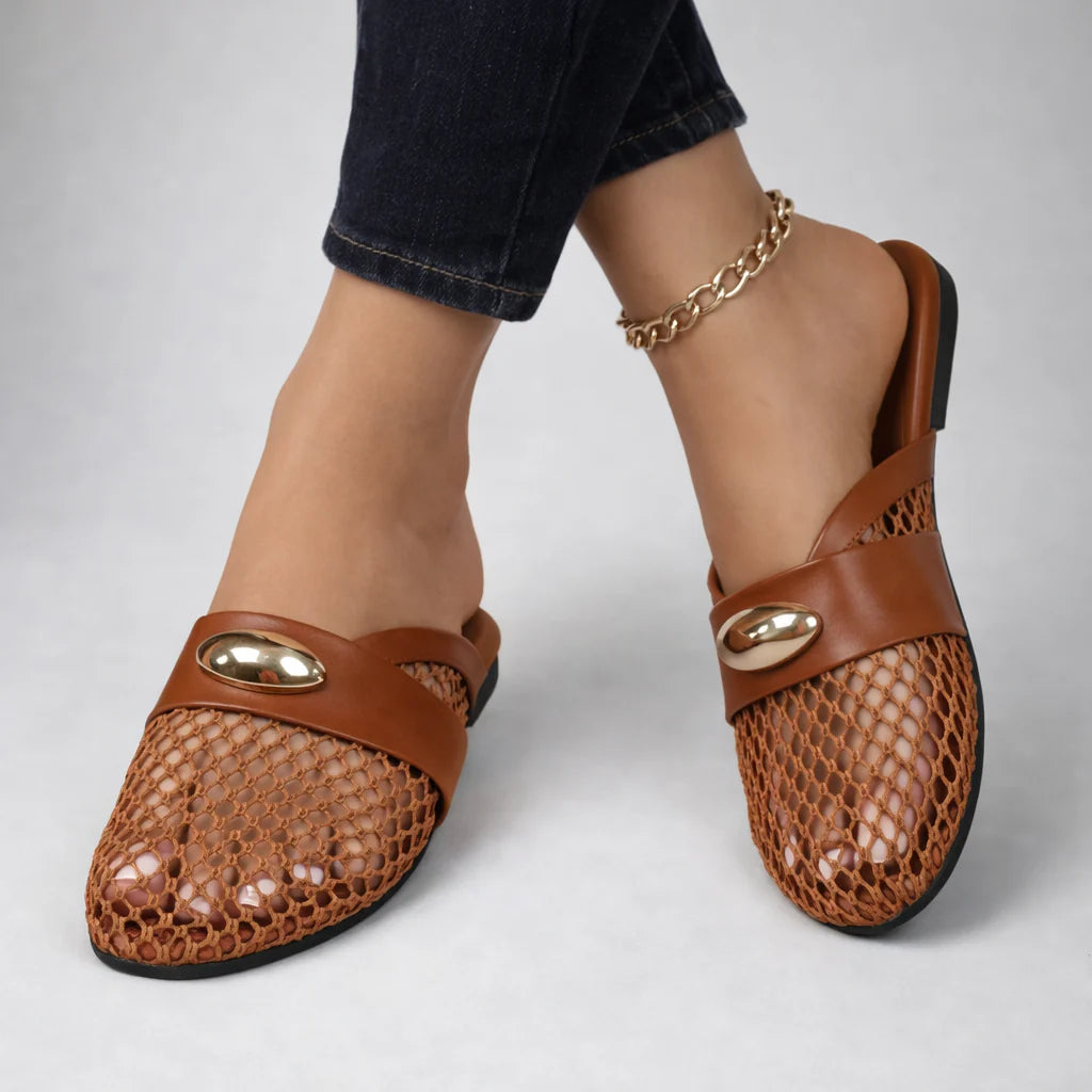 Women's Comfortable Leather-Look Mule Shoes