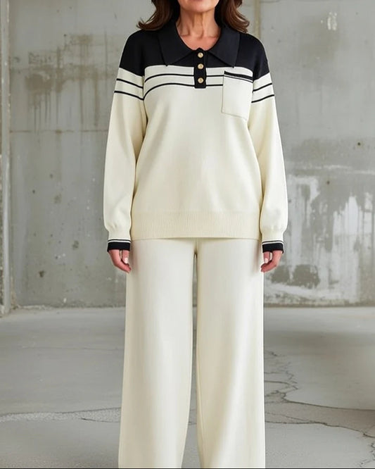 Women’s Contrast Collar Knit Co Ord Set