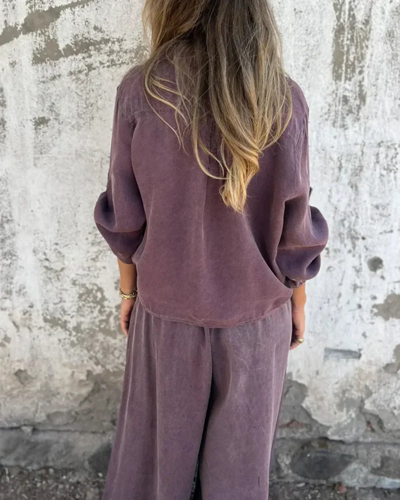 Women’s Effortless Draped Wide-Leg Lounge Set