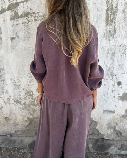 Women’s Effortless Draped Wide-Leg Lounge Set
