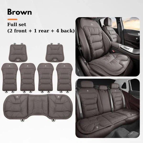 Soft Leather Car Seat Cushion Set with Anti Slip Silicone Backing
