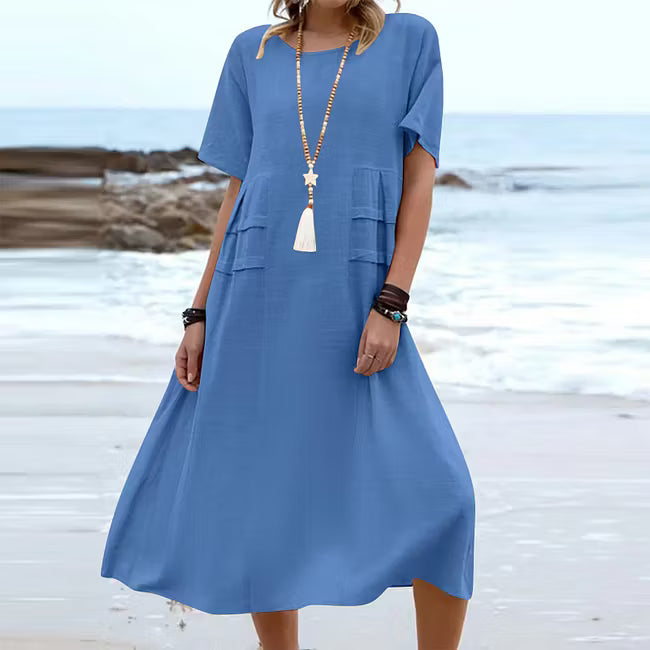 Women’s Relaxed Cotton-Linen Midi Dress