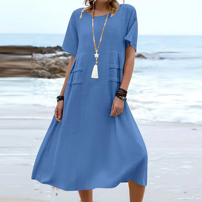 Women’s Relaxed Cotton-Linen Midi Dress