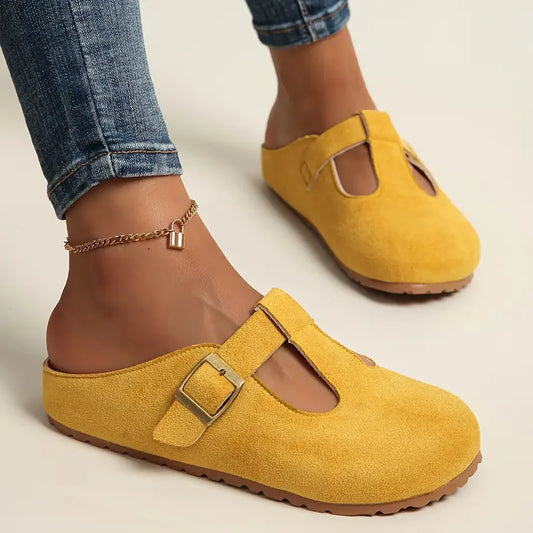 👡 Women's Casual Suede Slip-On Clogs with Buckle