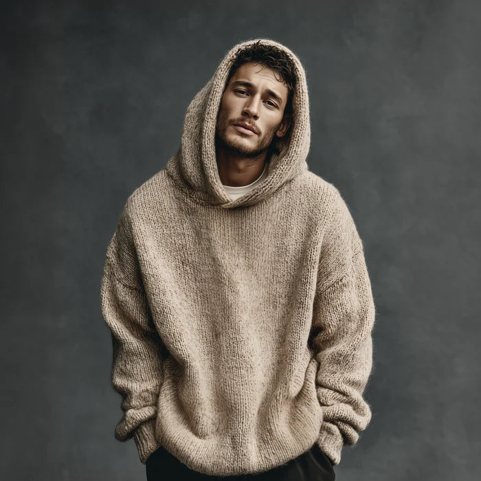 Men’s Relaxed Knit Hooded Pullover Jumper