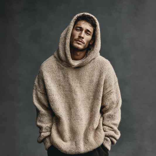 Men’s Relaxed Knit Hooded Pullover Jumper