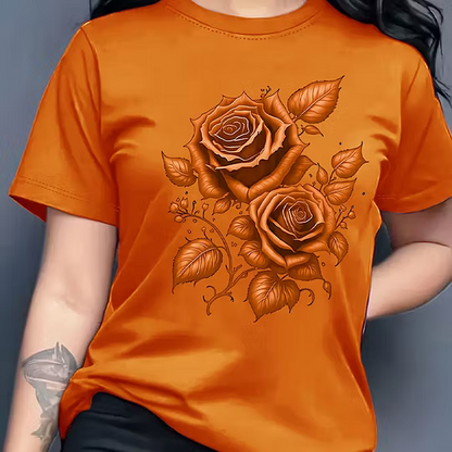 Rose Print Short-Sleeve T-Shirt