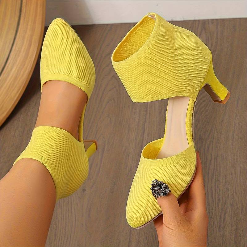 Women’s Knit Ankle-Cuff Low Heeled Court Shoes