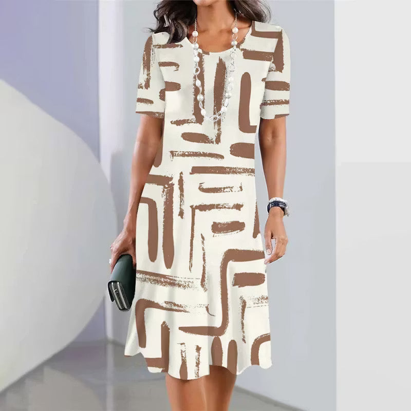 Women’s Abstract Print Round-Neck Dress