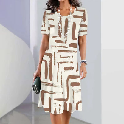 Women’s Abstract Print Round-Neck Dress