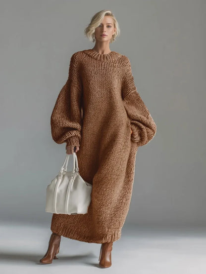 Women’s Relaxed Knit Maxi Dress with Elegant Drape