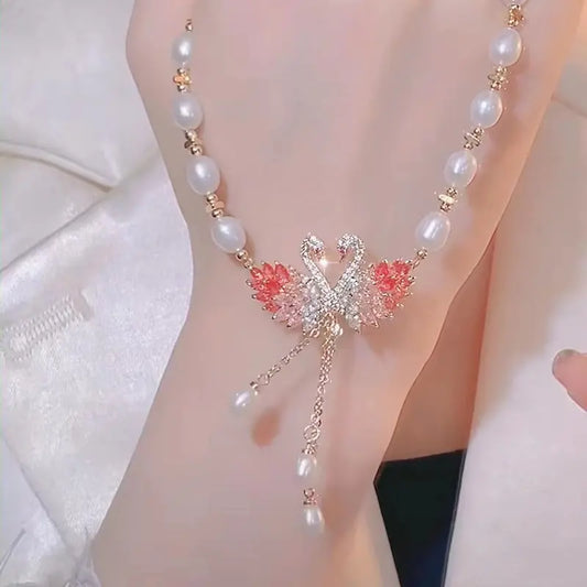 Women’s Freshwater Pearl Swan Pendant Necklace