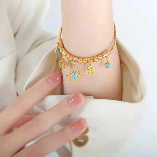 Women's Turquoise Sun Charm Jewellery Set