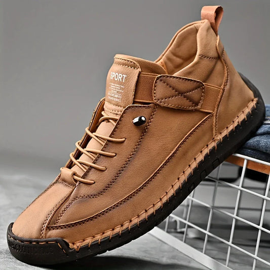 Men's Leather-Look Trainers – Soft Comfort & Support