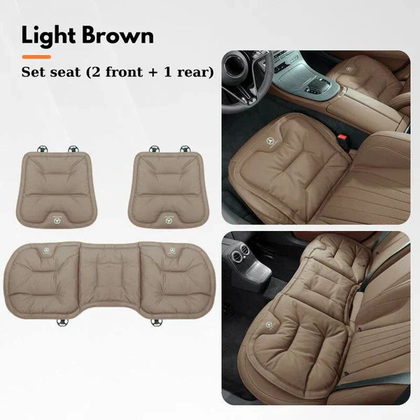 Soft Leather Car Seat Cushion Set with Anti Slip Silicone Backing