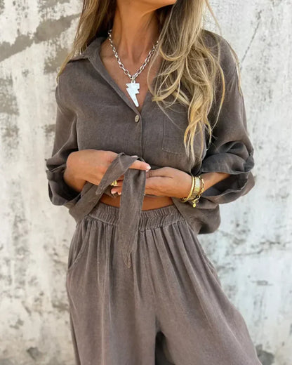 Women’s Effortless Draped Wide-Leg Lounge Set