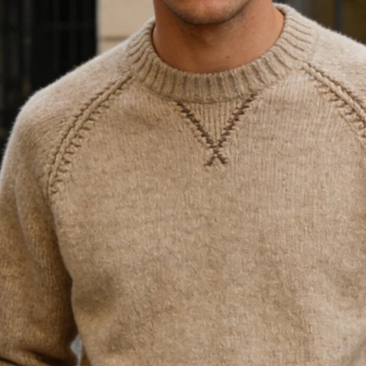 Men’s Vintage Crew Neck Raglan Knit Jumper