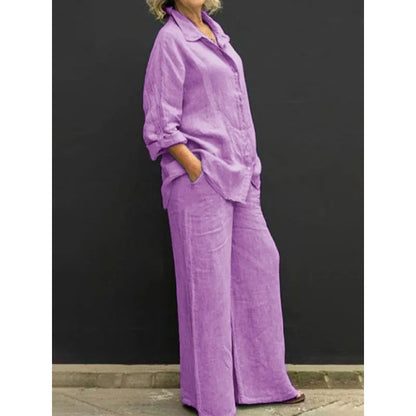 Women's Linen-Blend Shirt and Trouser Set