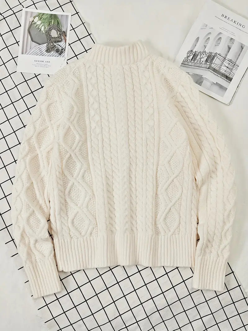 Men’s Knitted Half-Zip Sweater with Stand-Up Collar