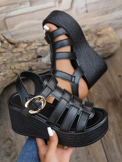 Women's Caged Platform Wedge Sandals