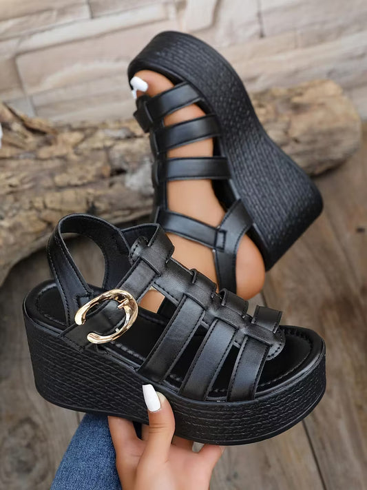 Women's Caged Platform Wedge Sandals
