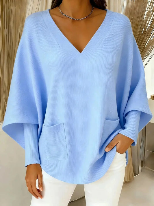 Women’s Casual Solid Colour V-Neck Wool-Blend Sweater