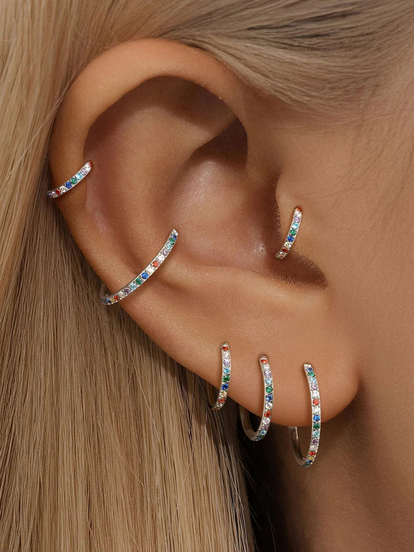 Women’s Titanium Waterproof CZ Cartilage Hoop Earring