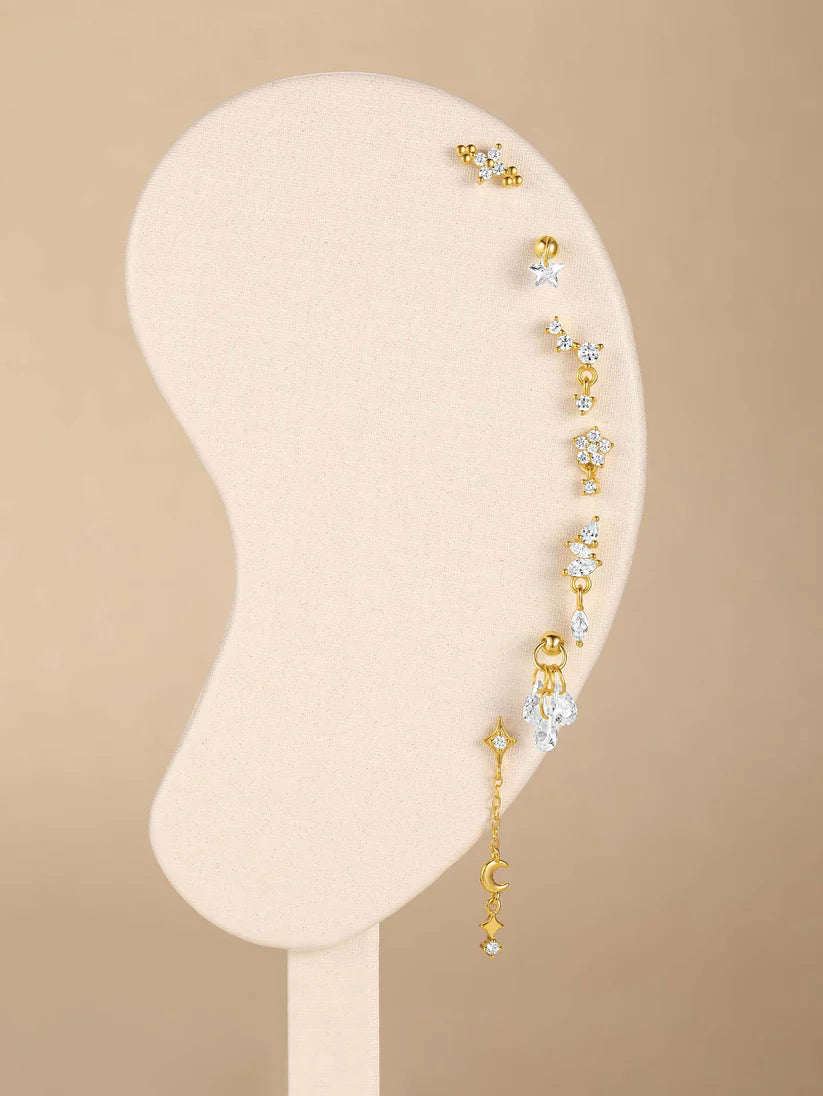 Women’s 925 Sterling Silver Waterproof CZ Stud Earring Set