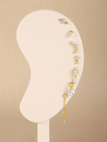 Women’s 925 Sterling Silver Waterproof CZ Stud Earring Set