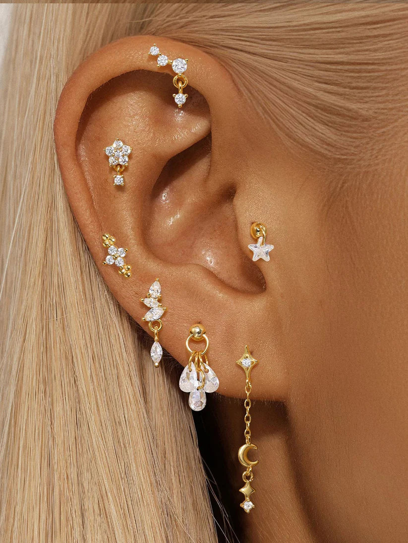 Women’s 925 Sterling Silver Waterproof CZ Stud Earring Set