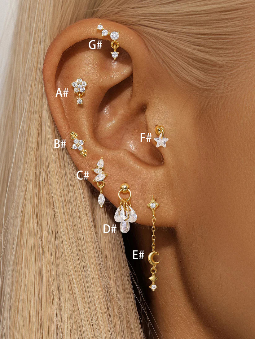 Women’s 925 Sterling Silver Waterproof CZ Stud Earring Set