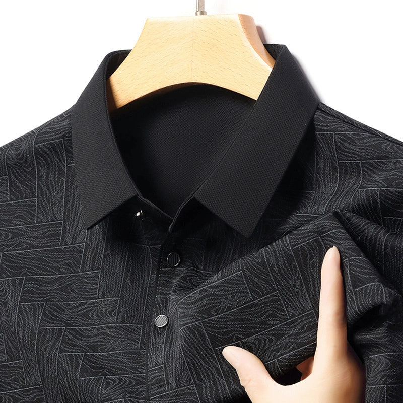 Men’s Breathable Patterned Polo Shirt