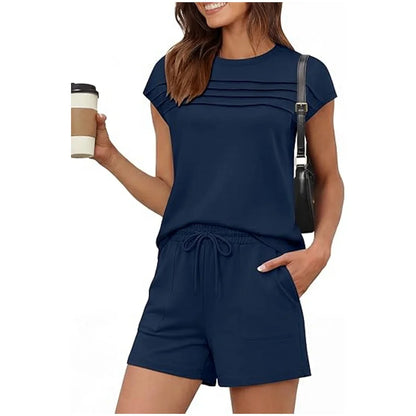 Women’s Round Neck Top & Drawstring Lounge Set (Short or Long)