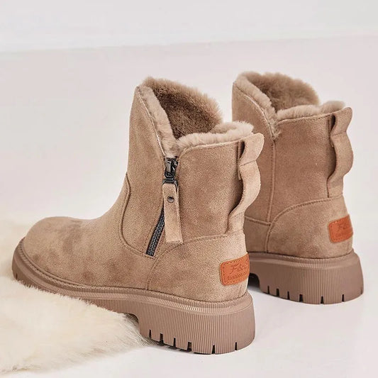 Thick Plush Snow Boots Women Faux Suede Non-slip Winter Shoes