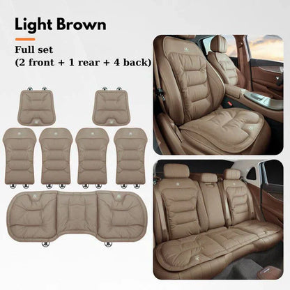 Soft Leather Car Seat Cushion Set with Anti Slip Silicone Backing