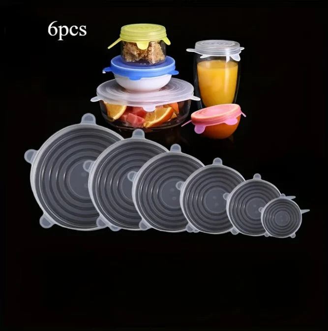 Set of 6 Reusable Silicone Stretch Lids