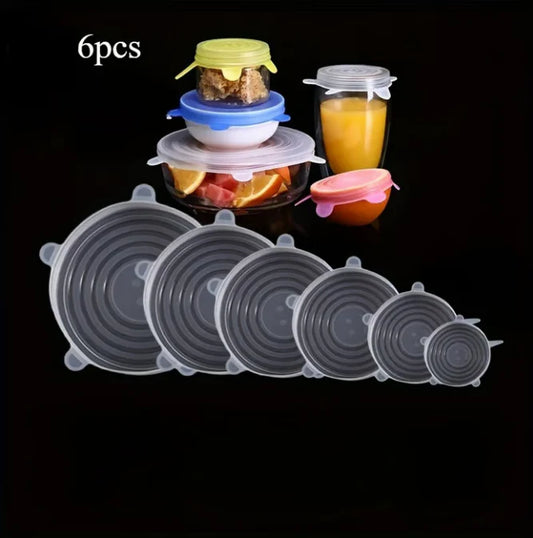 Set of 6 Reusable Silicone Stretch Lids