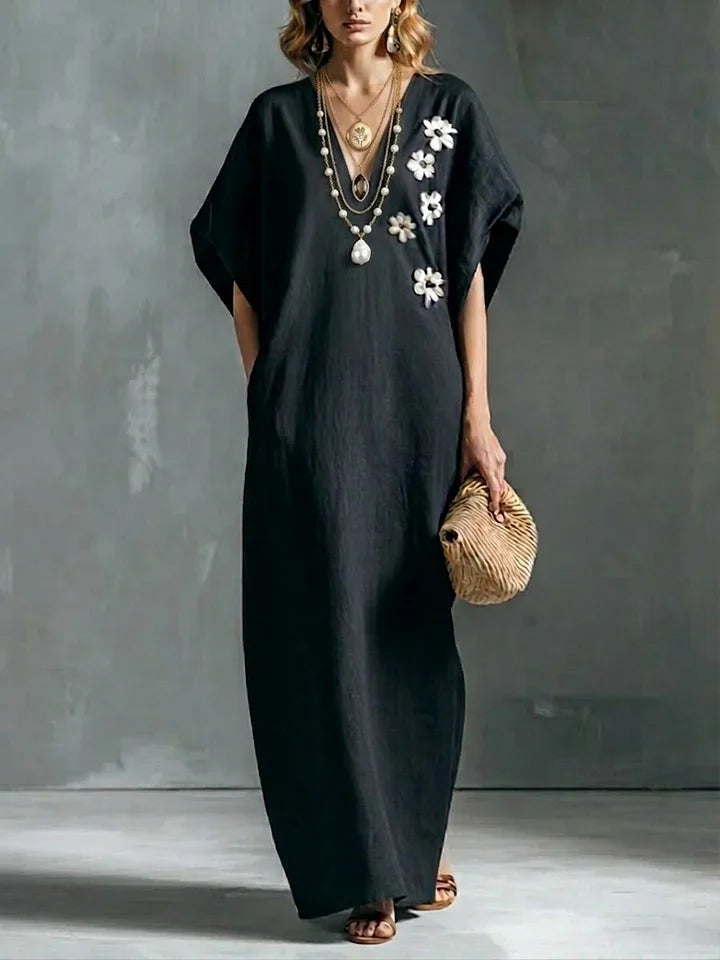 Women’s Loose Linen and Cotton Maxi Dress