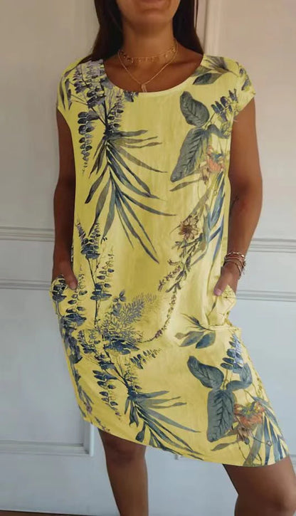 🌼Women's Cotton & Canvas Round Neck Printed Dress