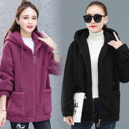 Women's Oversized Zip-Up Teddy Hoodie