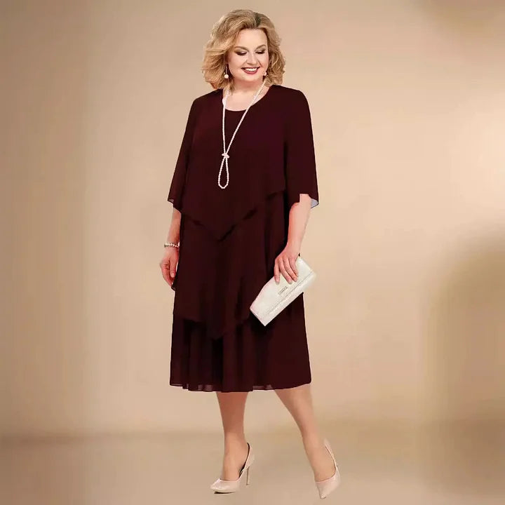 Women’s Irregular Layer Chiffon Midi Dress