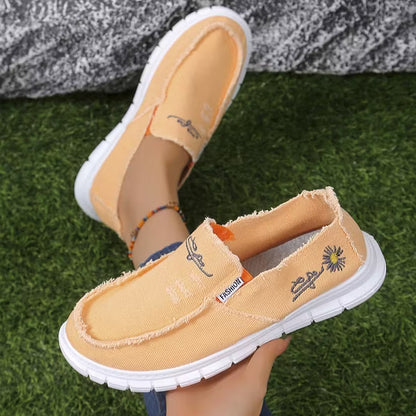 Women's Embroidered Canvas Slip On Shoes