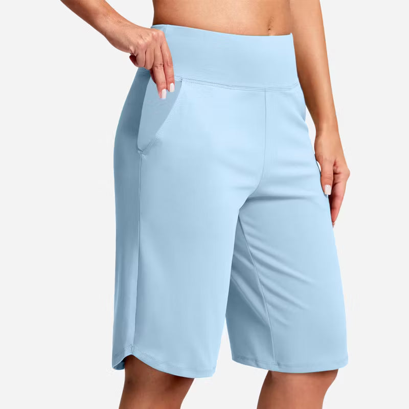 Women’s High-Waist Bermuda Active Shorts with Pockets