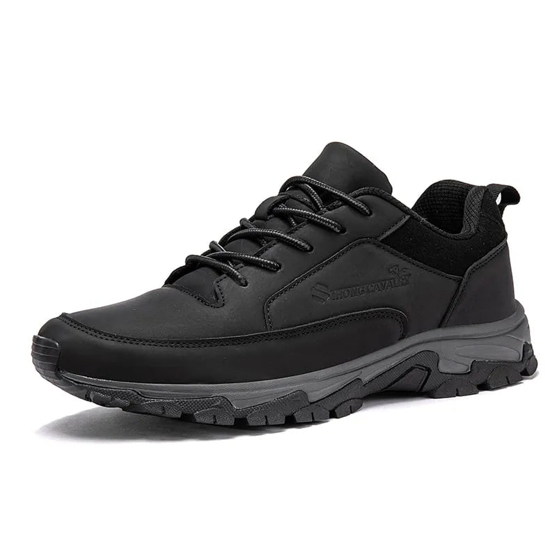 Men’s Cushioned Leather Trainers with Arch Support and Impact Control