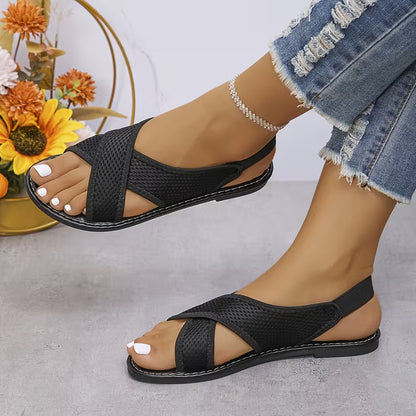 Women’s Cross-Strap Mesh Flat Sandals