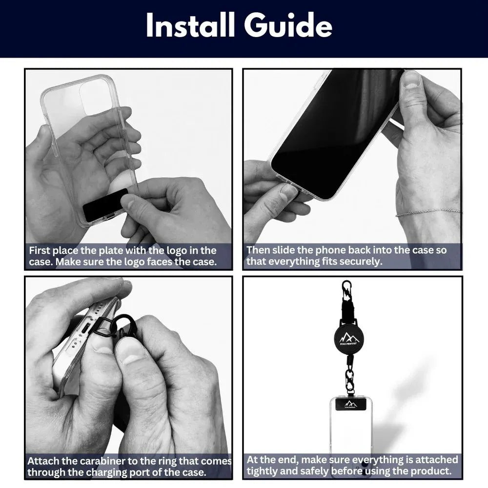 Universal Phone Safety Tether Kit with Retractable Cord